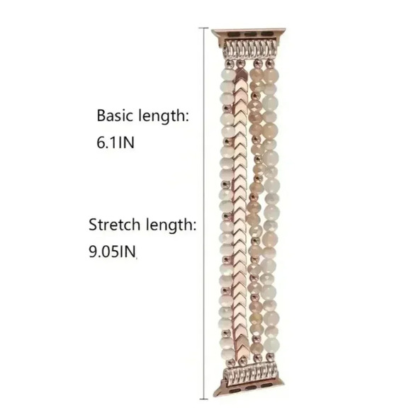 Rose Golden Crystal Beaded Watch Band - Picture 4 of 6